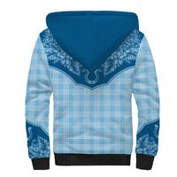 Hawai'i Paniolo Motif Deep Blue Sherpa Hoodie Floral Palaka Print LT7 - Polynesian Pride