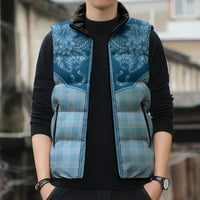 Hawai'i Paniolo Motif Deep Blue Sleeveless Puffer Jacket Floral Palaka Print LT7 - Polynesian Pride