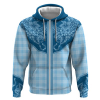 Hawai'i Paniolo Motif Deep Blue Zip Hoodie Floral Palaka Print LT7 Zip Hoodie Navy Blue - Polynesian Pride