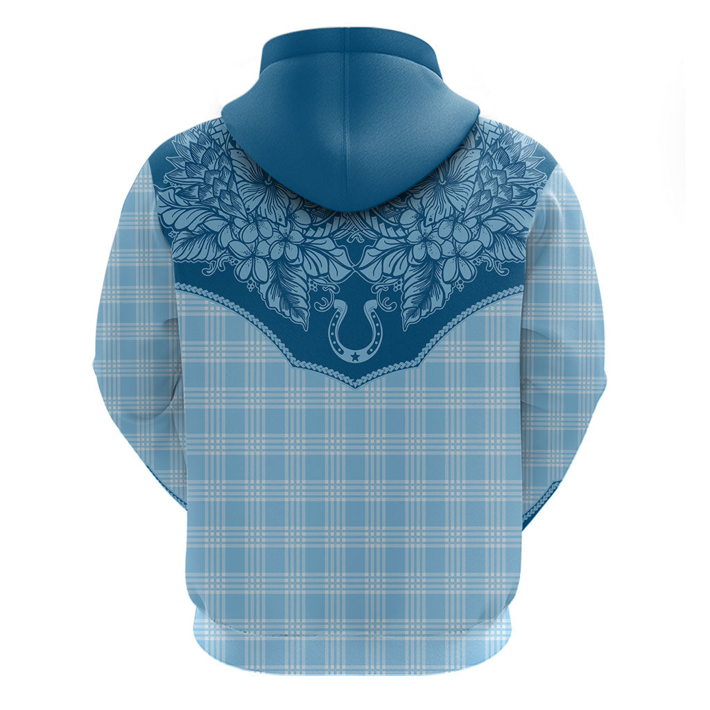Hawai'i Paniolo Motif Deep Blue Zip Hoodie Floral Palaka Print LT7 - Polynesian Pride