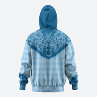 Hawai'i Paniolo Motif Deep Blue Zip Hoodie Floral Palaka Print LT7 - Polynesian Pride