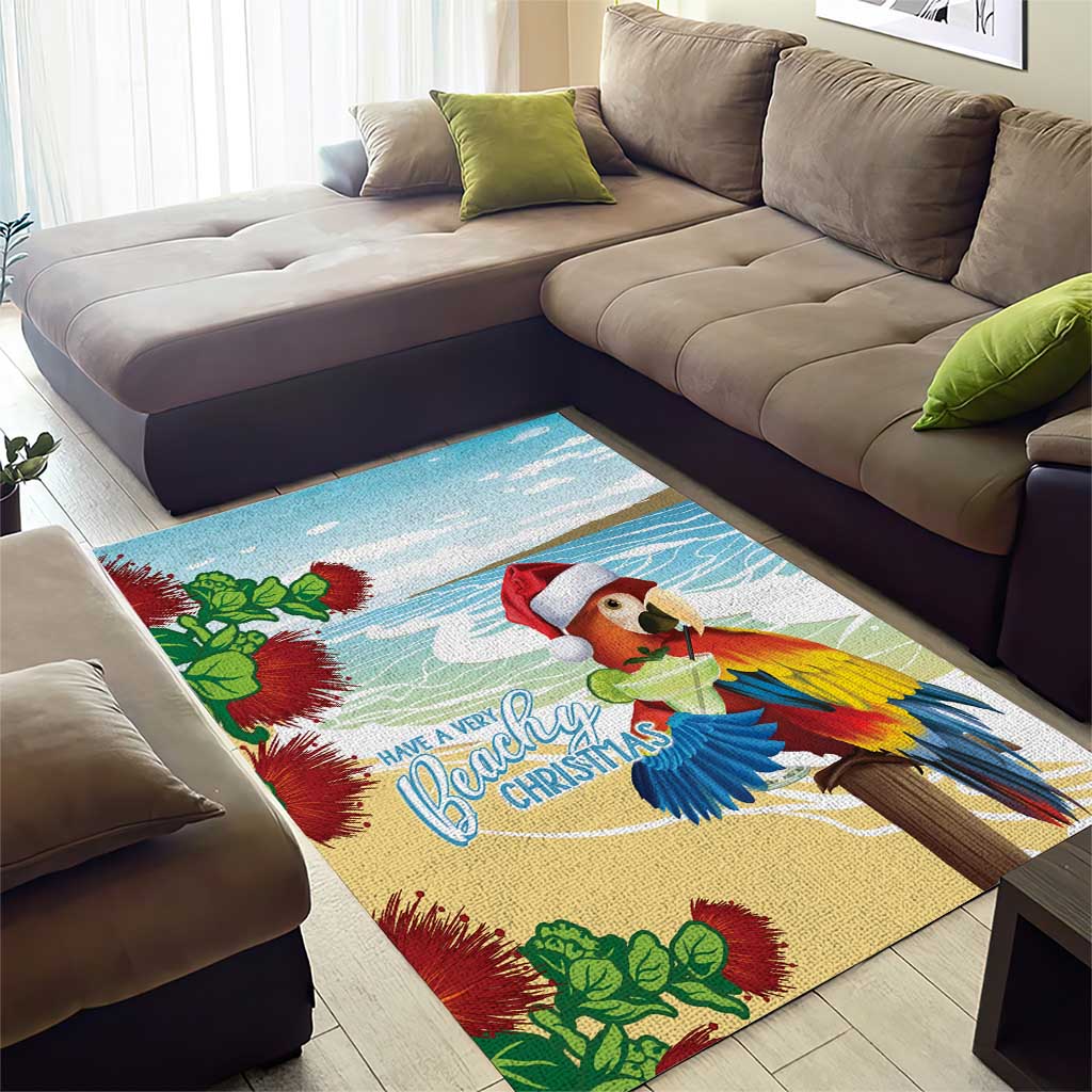Have A Very Beach Christmas Area Rug Parrot By Lehua Flower - Polynesian Pride