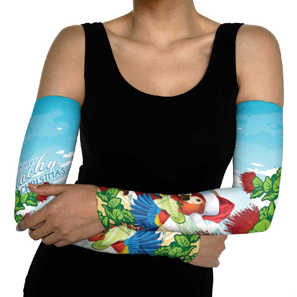 Have A Very Beach Christmas Arm Sleeves Parrot By Lehua Flower - Polynesian Pride