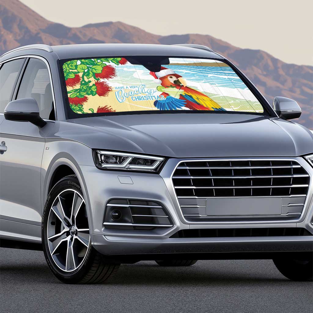 Have A Very Beach Christmas Auto Sun Shade Parrot By Lehua Flower - Polynesian Pride