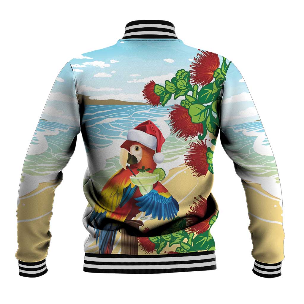 Have A Very Beach Christmas Baseball Jacket Parrot By Lehua Flower - Polynesian Pride