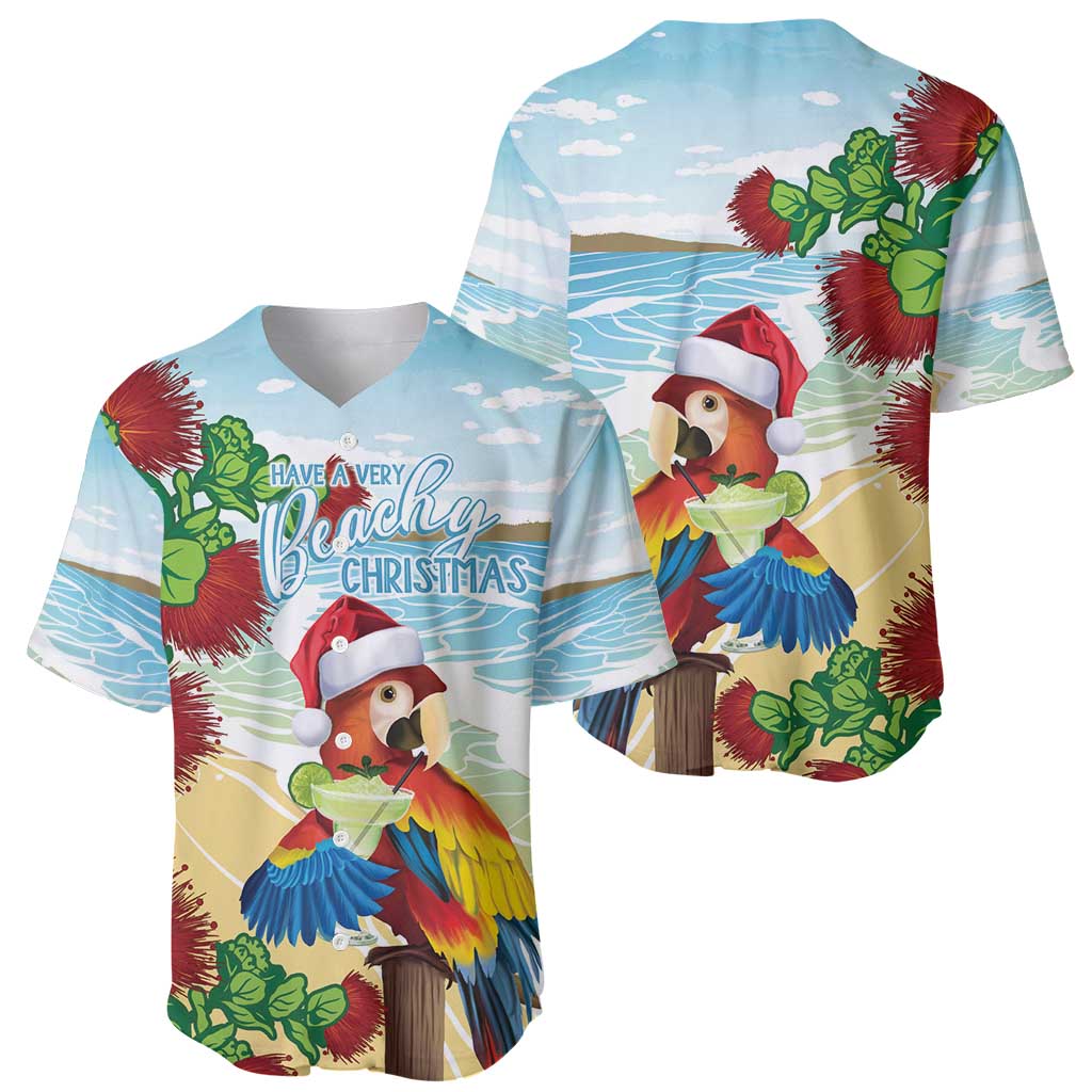 Have A Very Beach Christmas Baseball Jersey Parrot By Lehua Flower - Polynesian Pride