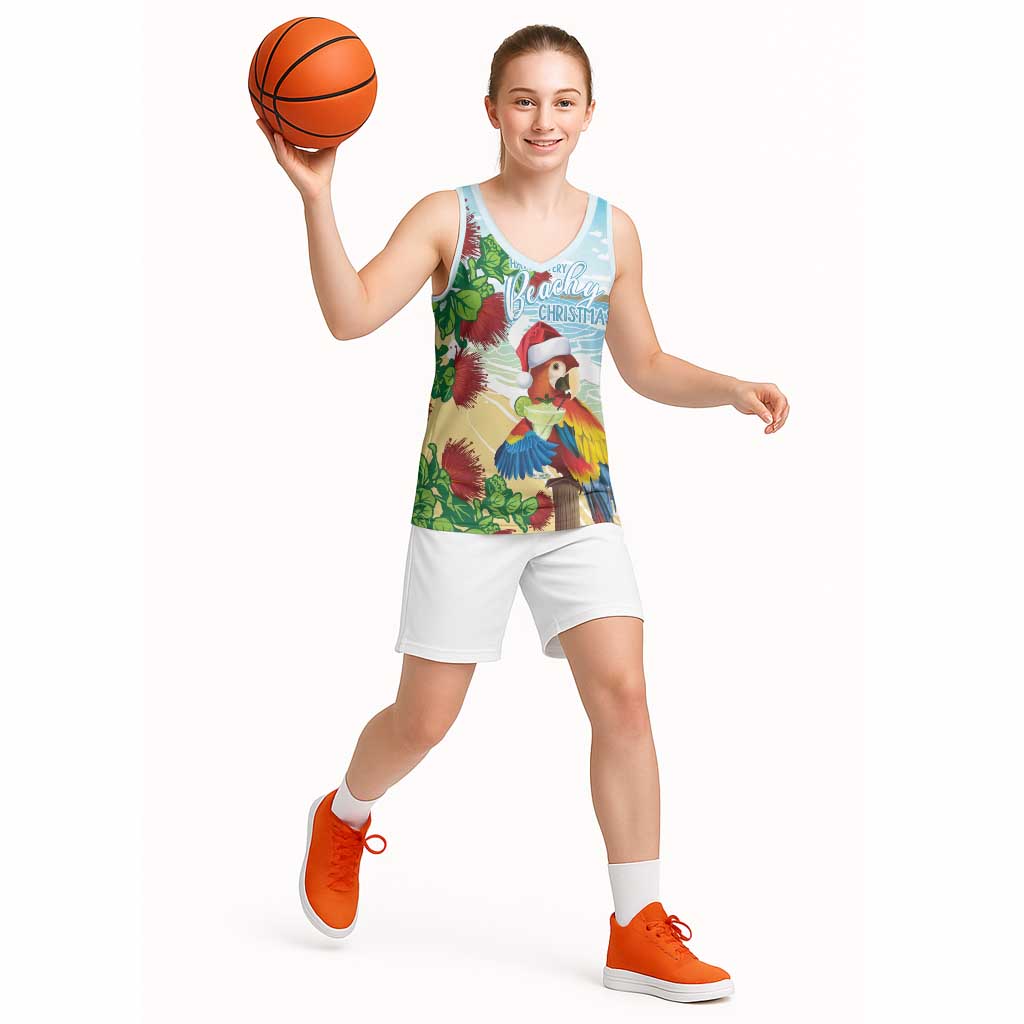 Have A Very Beach Christmas Basketball Jersey Parrot By Lehua Flower - Polynesian Pride