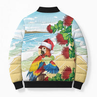 Have A Very Beach Christmas Bomber Puffer Jacket Parrot By Lehua Flower - Polynesian Pride