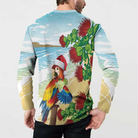 Have A Very Beach Christmas Button Sweatshirt Parrot By Lehua Flower - Polynesian Pride