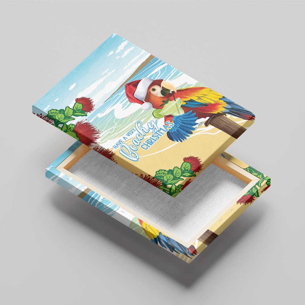 Have A Very Beach Christmas Canvas Wall Art Parrot By Lehua Flower - Polynesian Pride