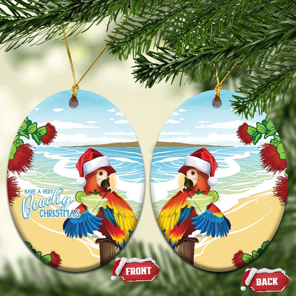 Have A Very Beach Christmas Ceramic Ornament Parrot By Lehua Flower - Polynesian Pride