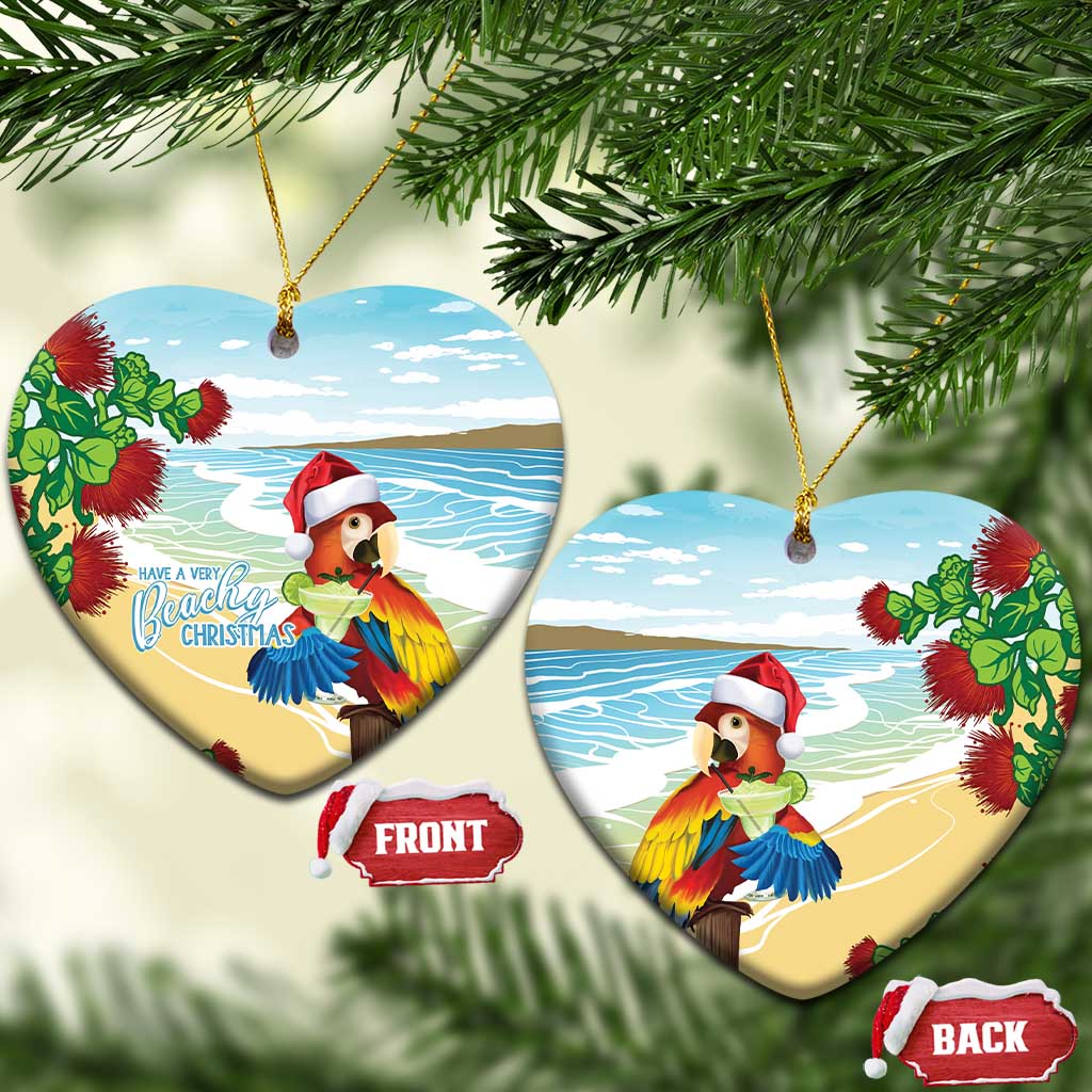 Have A Very Beach Christmas Ceramic Ornament Parrot By Lehua Flower - Polynesian Pride