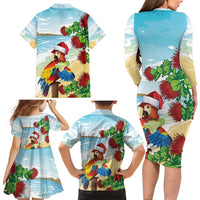 Have A Very Beach Christmas Family Matching Long Sleeve Bodycon Dress and Hawaiian Shirt Parrot By Lehua Flower - Polynesian Pride