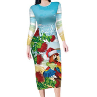 Have A Very Beach Christmas Family Matching Long Sleeve Bodycon Dress and Hawaiian Shirt Parrot By Lehua Flower - Polynesian Pride