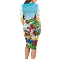 Have A Very Beach Christmas Family Matching Long Sleeve Bodycon Dress and Hawaiian Shirt Parrot By Lehua Flower - Polynesian Pride