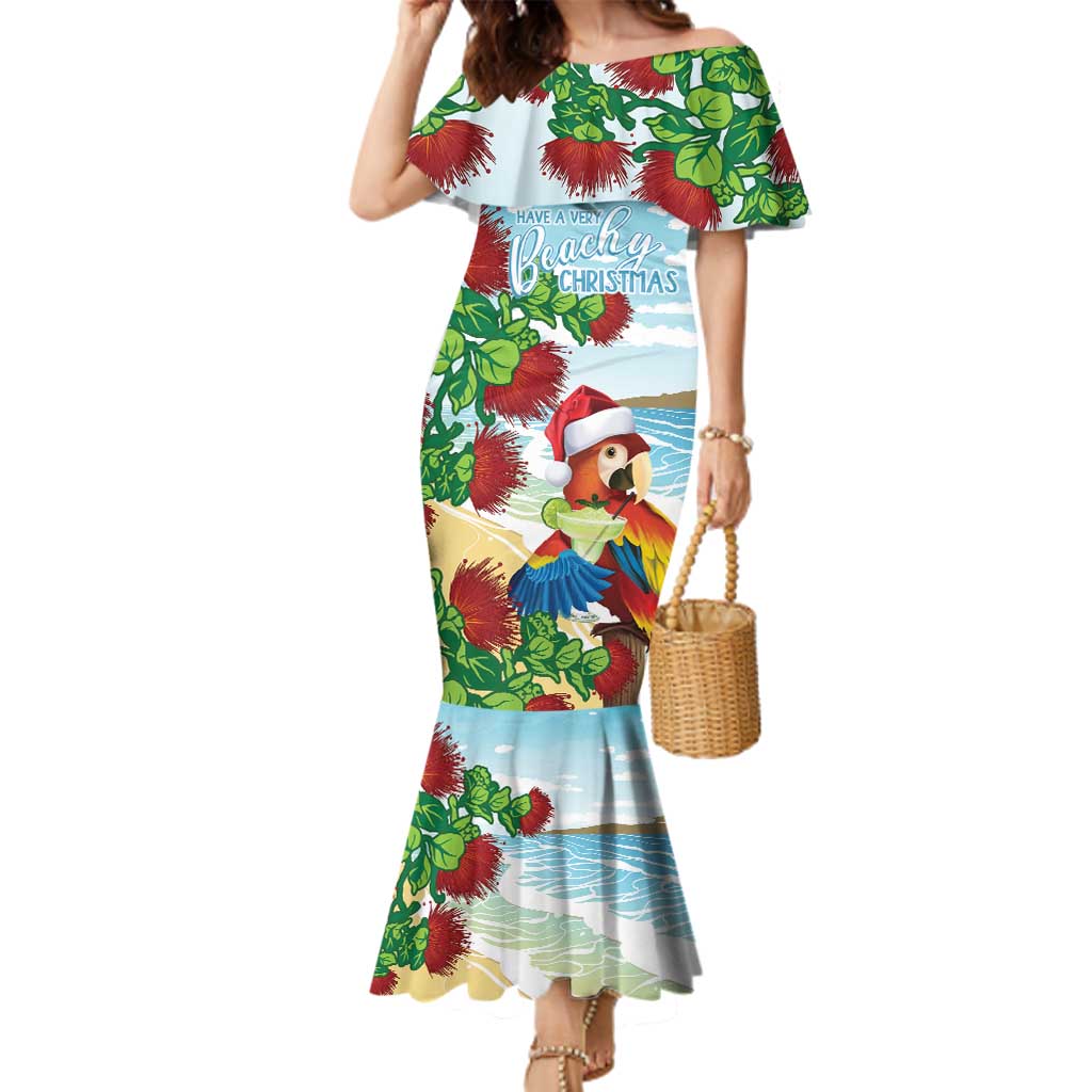 Have A Very Beach Christmas Family Matching Mermaid Dress and Hawaiian Shirt Parrot By Lehua Flower - Polynesian Pride
