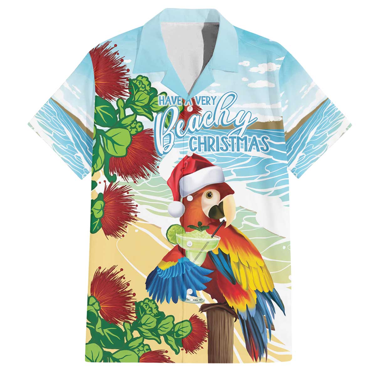 Have A Very Beach Christmas Family Matching Off The Shoulder Long Sleeve Dress and Hawaiian Shirt Parrot By Lehua Flower - Polynesian Pride
