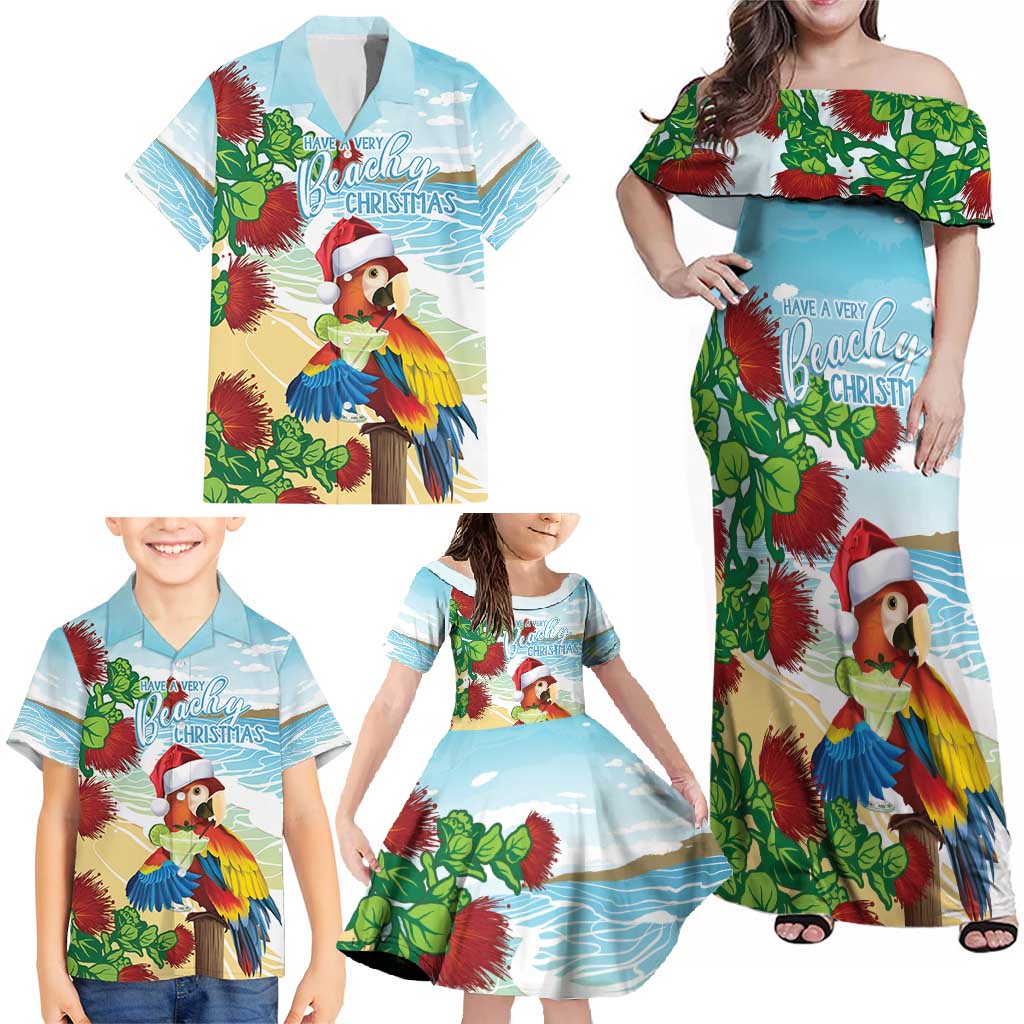 Have A Very Beach Christmas Family Matching Off Shoulder Maxi Dress and Hawaiian Shirt Parrot By Lehua Flower - Polynesian Pride