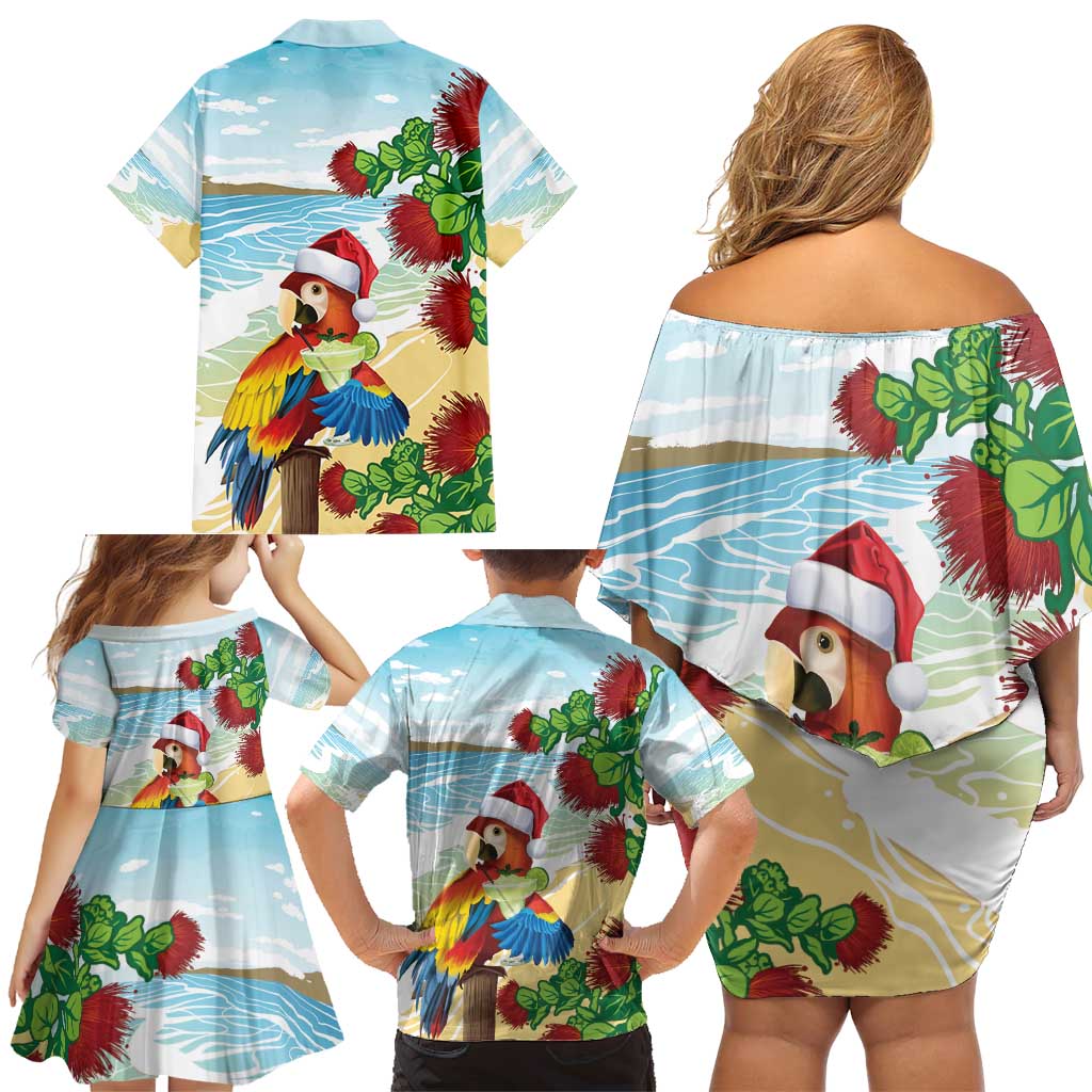 Have A Very Beach Christmas Family Matching Off Shoulder Short Dress and Hawaiian Shirt Parrot By Lehua Flower - Polynesian Pride