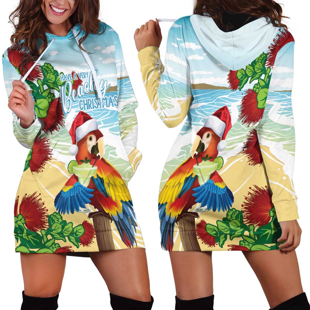 Have A Very Beach Christmas Hoodie Dress Parrot By Lehua Flower - Polynesian Pride