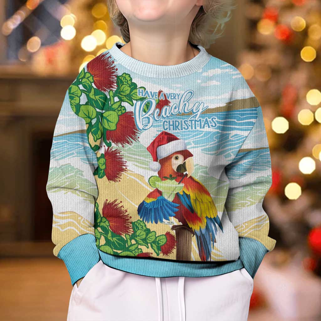 Have A Very Beach Christmas Kid Ugly Christmas Sweater Parrot By Lehua Flower - Polynesian Pride