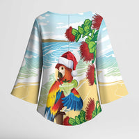 Have A Very Beach Christmas Kimono Sleeve Blouse Parrot By Lehua Flower - Polynesian Pride