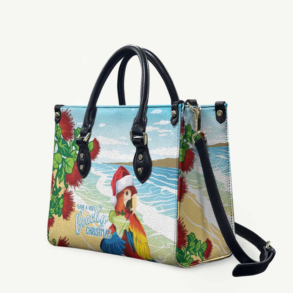 Have A Very Beach Christmas Leather Bag Parrot By Lehua Flower - Polynesian Pride