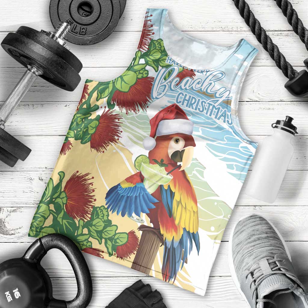 Have A Very Beach Christmas Men Tank Top Parrot By Lehua Flower - Polynesian Pride