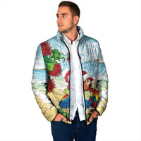Have A Very Beach Christmas Padded Jacket Parrot By Lehua Flower - Polynesian Pride