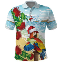Have A Very Beach Christmas Polo Shirt Parrot By Lehua Flower - Polynesian Pride