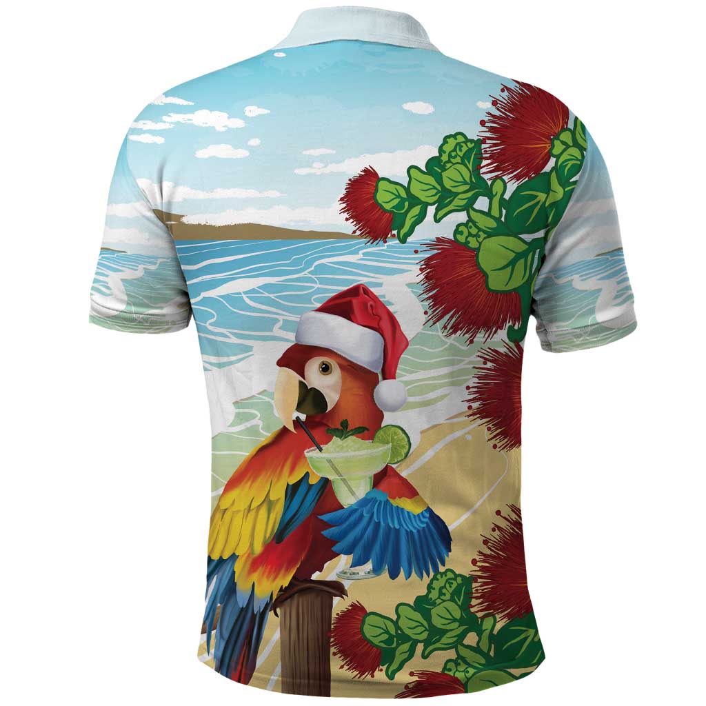 Have A Very Beach Christmas Polo Shirt Parrot By Lehua Flower - Polynesian Pride