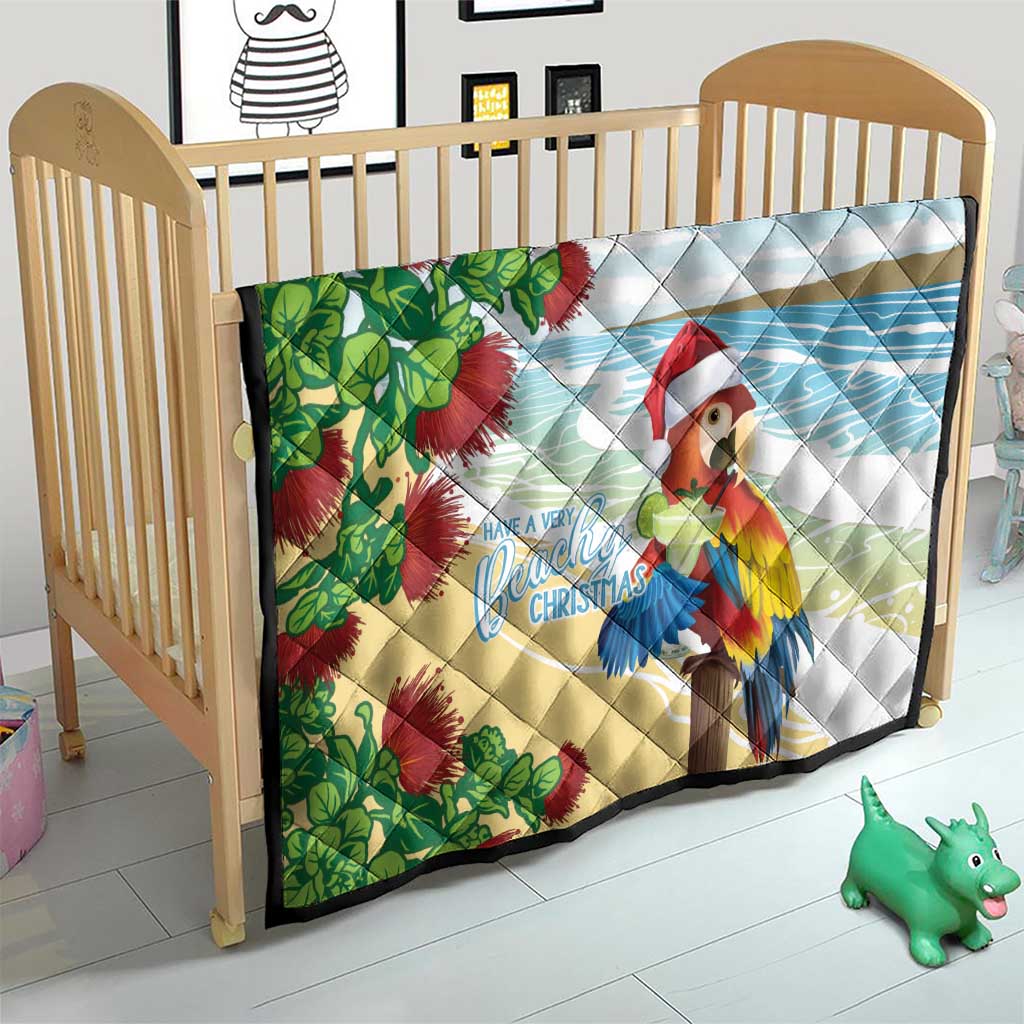 Have A Very Beach Christmas Quilt Parrot By Lehua Flower - Polynesian Pride