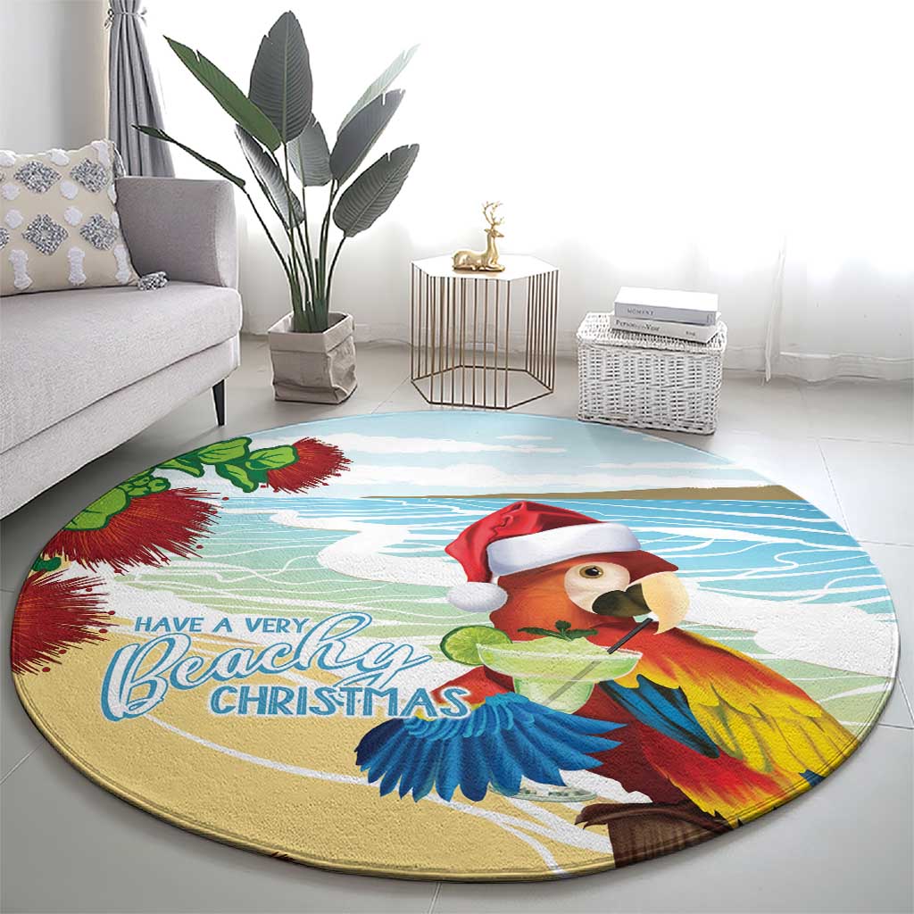 Have A Very Beach Christmas Round Carpet Parrot By Lehua Flower - Polynesian Pride