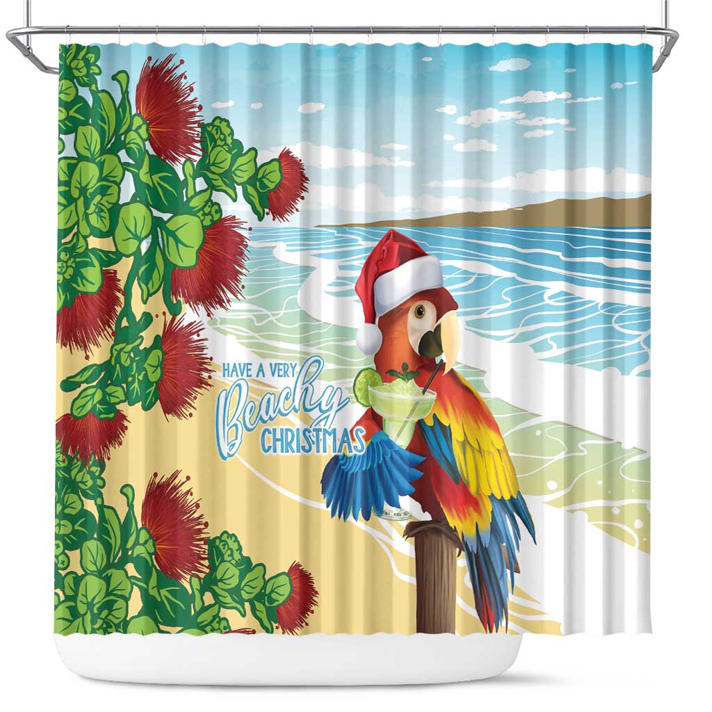 Have A Very Beach Christmas Shower Curtain Parrot By Lehua Flower - Polynesian Pride