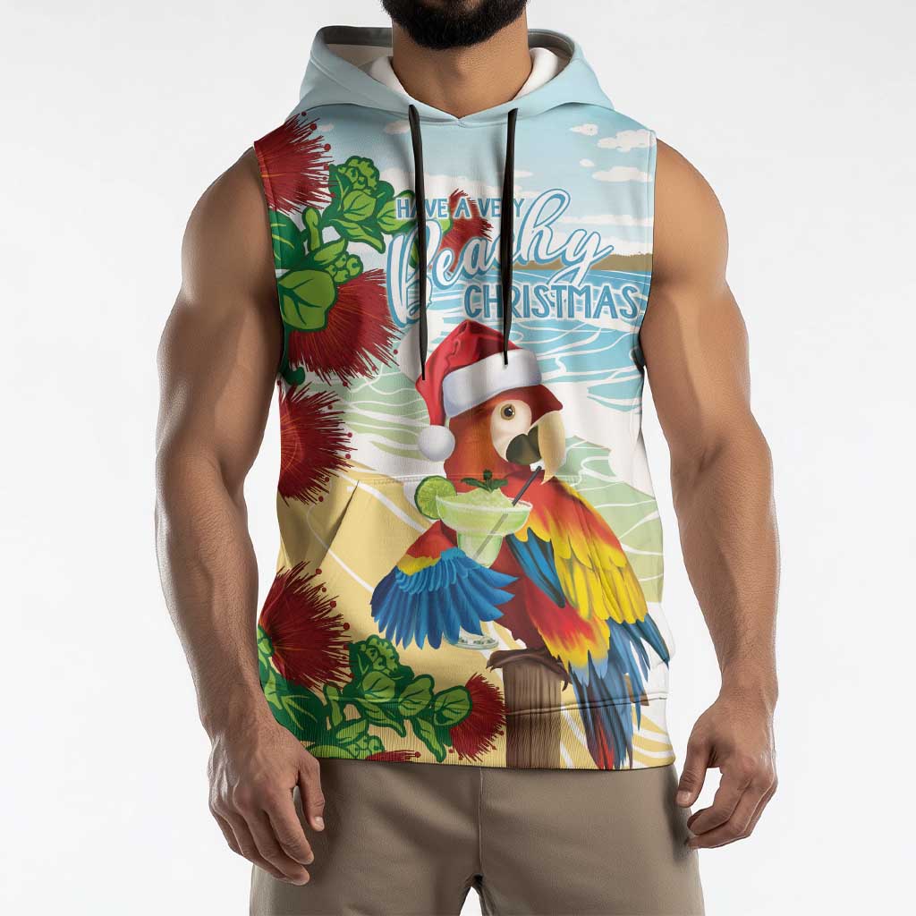 Have A Very Beach Christmas Sleeveless Hoodie Parrot By Lehua Flower - Polynesian Pride