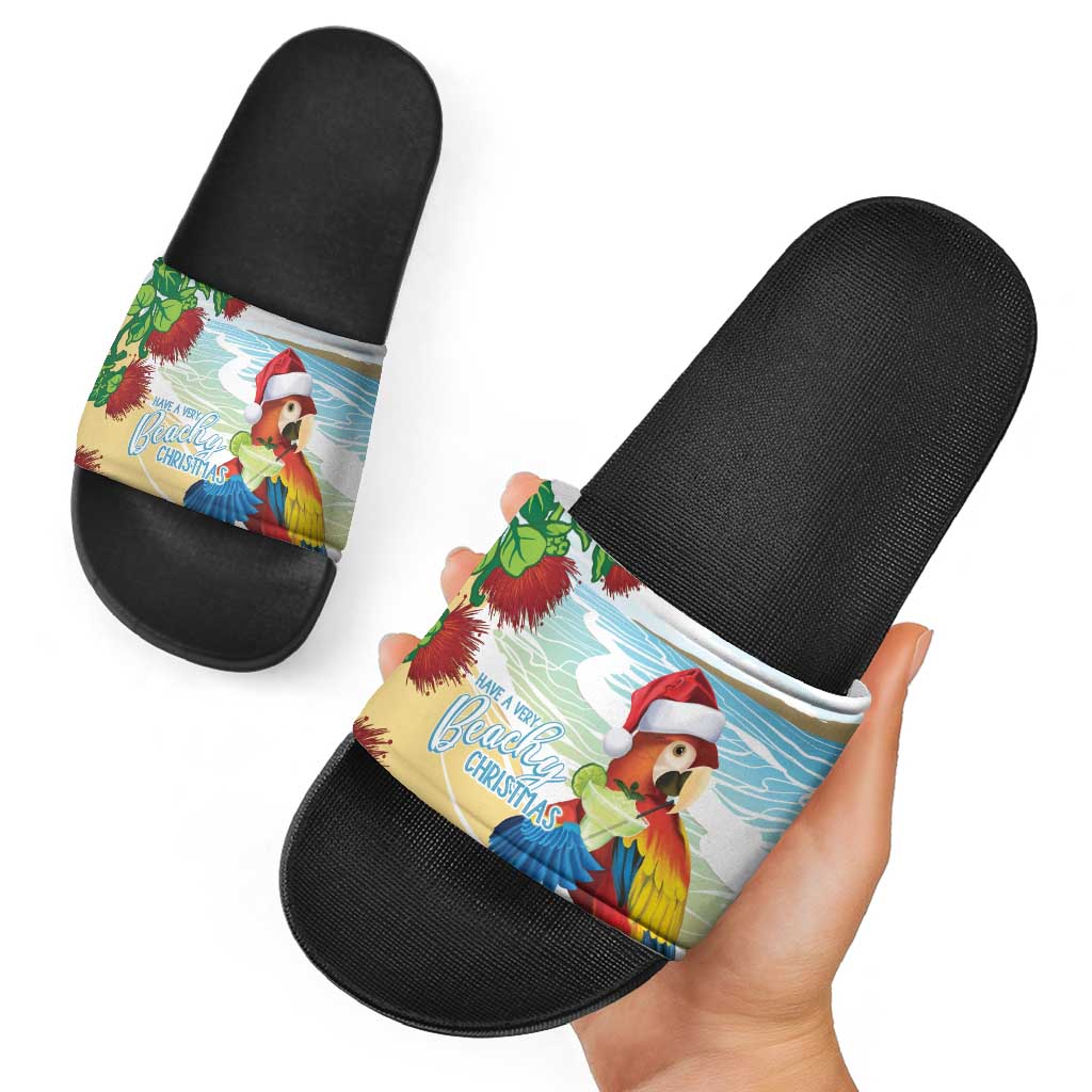 Have A Very Beach Christmas Slide Sandals Parrot By Lehua Flower - Polynesian Pride