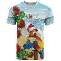 Have A Very Beach Christmas T Shirt Parrot By Lehua Flower - Polynesian Pride