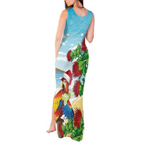 Have A Very Beach Christmas Tank Maxi Dress Parrot By Lehua Flower - Polynesian Pride