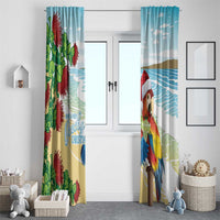 Have A Very Beach Christmas Window Curtain Parrot By Lehua Flower - Polynesian Pride