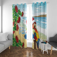 Have A Very Beach Christmas Window Curtain Parrot By Lehua Flower - Polynesian Pride