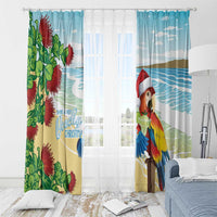 Have A Very Beach Christmas Window Curtain Parrot By Lehua Flower - Polynesian Pride