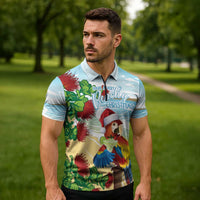 Have A Very Beach Christmas Zipper Polo Shirt Parrot By Lehua Flower - Polynesian Pride