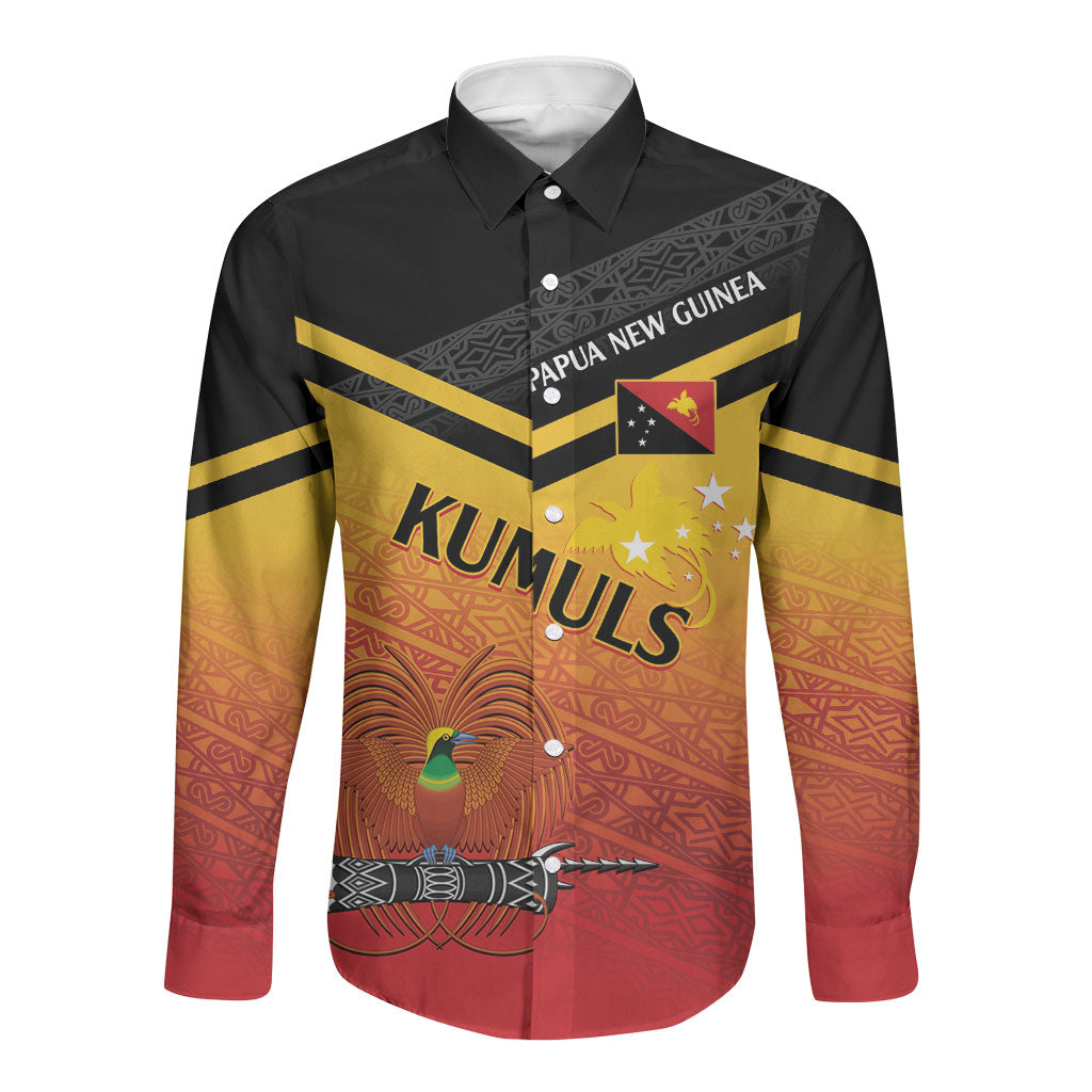 Papua New Guinea Custom Rugby The Kumuls Long Sleeve Button Shirt Motuan Inspired Pattern LT7 Unisex Multicolor - Polynesian Pride