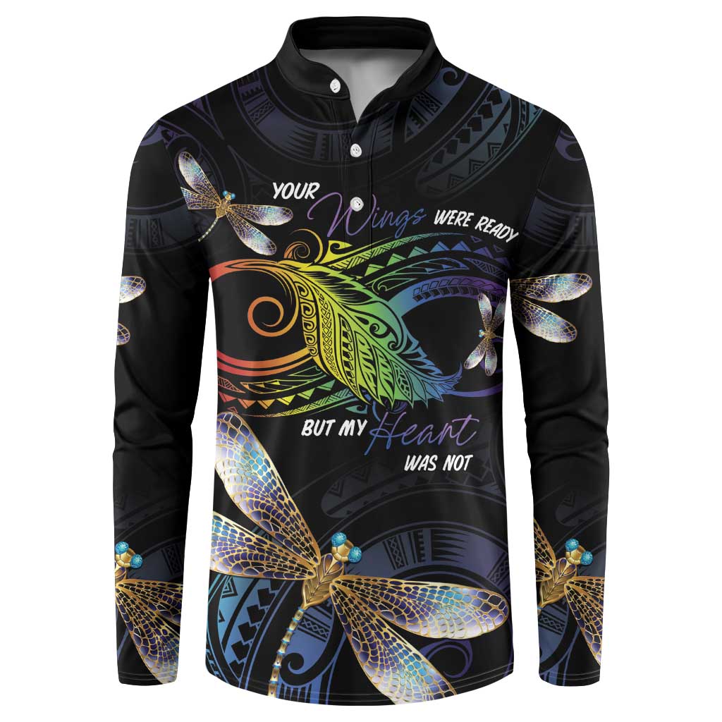 Personalised Polynesian Memorial Button Sweatshirt Your Wings Were Ready But My Heart Was Not