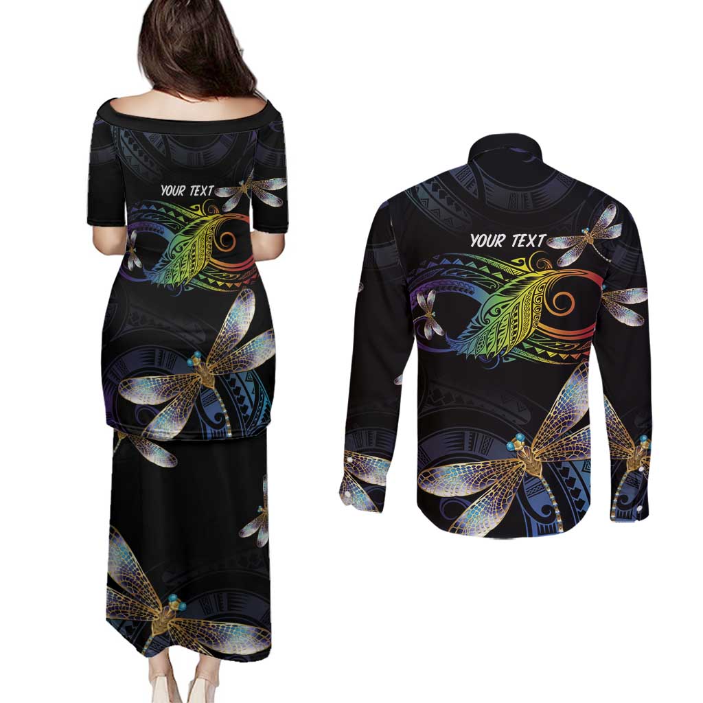 Personalised Polynesian Memorial Couples Matching Puletasi and Long Sleeve Button Shirt Your Wings Were Ready But My Heart Was Not