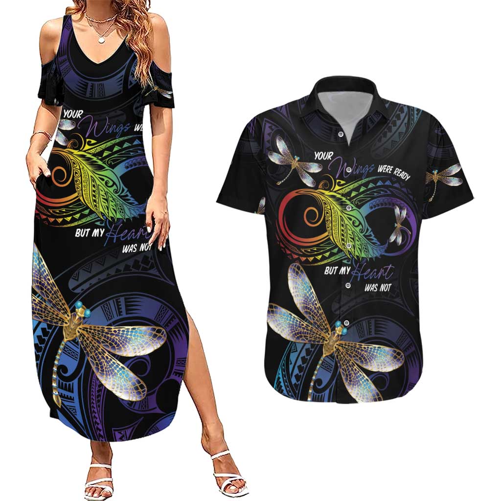 Personalised Polynesian Memorial Couples Matching Summer Maxi Dress and Hawaiian Shirt Your Wings Were Ready But My Heart Was Not