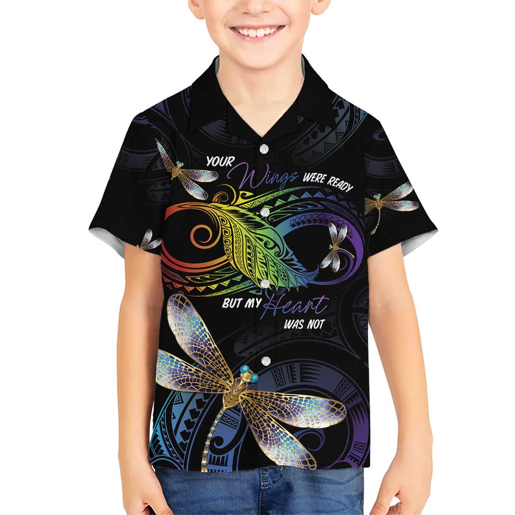 Personalised Polynesian Memorial Kid Hawaiian Shirt Your Wings Were Ready But My Heart Was Not LT7 Kid Black - Polynesian Pride