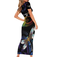 Personalised Polynesian Memorial Short Sleeve Bodycon Dress Your Wings Were Ready But My Heart Was Not