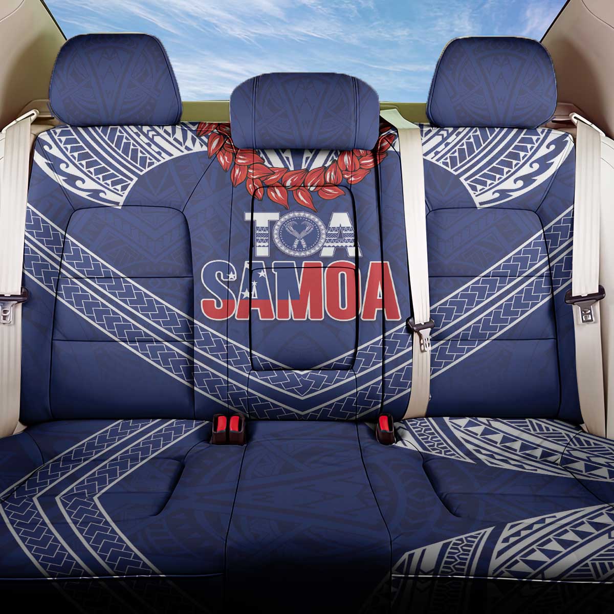 Toa Samoa Rugby Back Car Seat Cover Ulafala Mix Nifo'oti - Polynesian Pride