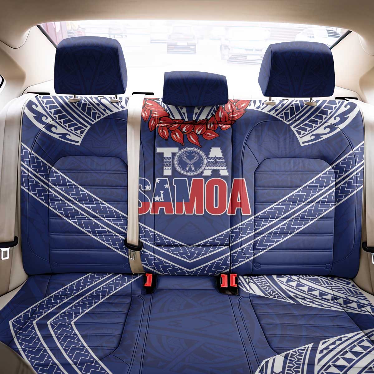 Toa Samoa Rugby Back Car Seat Cover Ulafala Mix Nifo'oti - Polynesian Pride